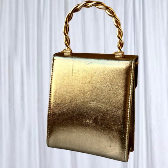 Vintage Vegan Framed Handbag Faux Leather Metal Handle AS IS - Picture 9 of 12